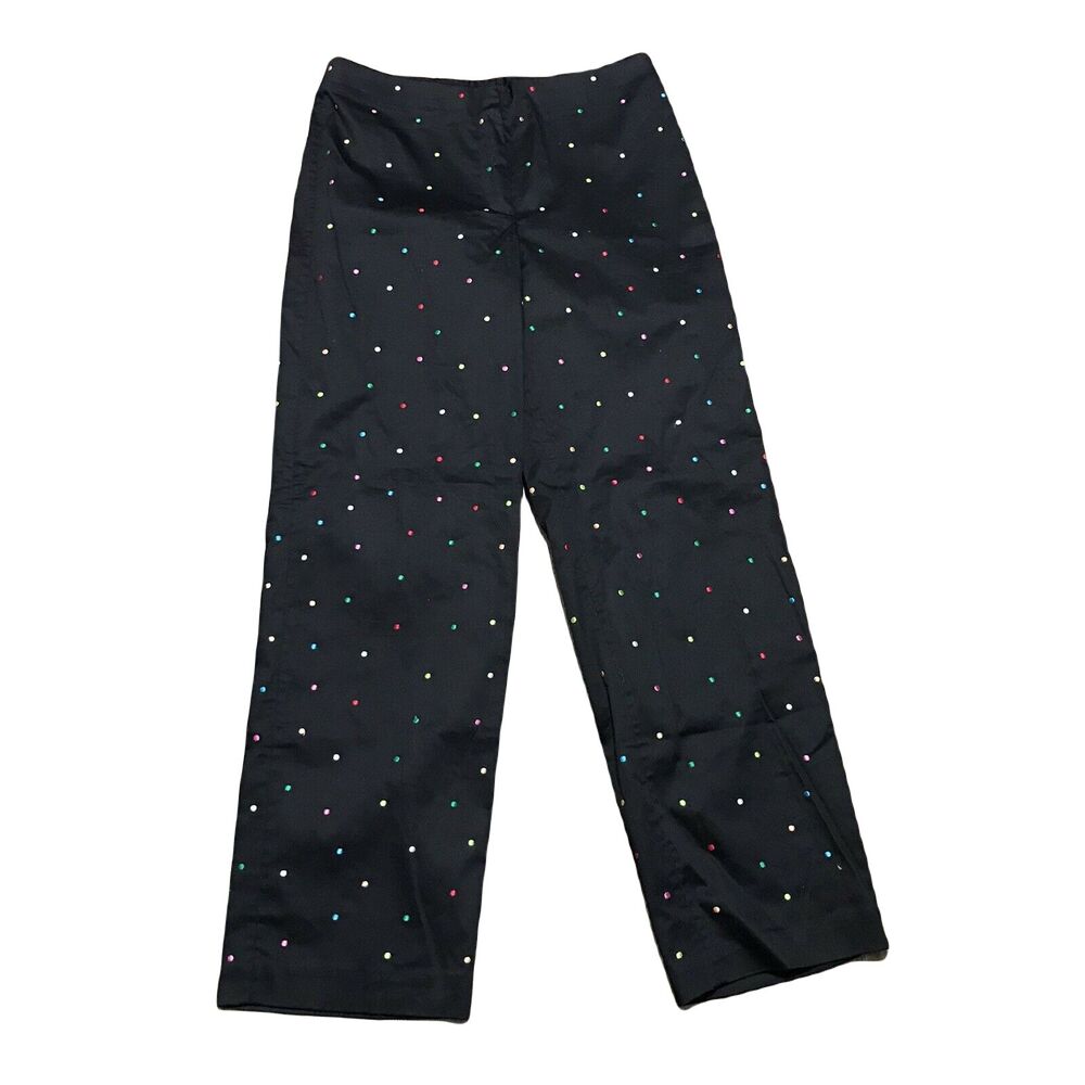 Coldwater Creek Polka Dot Cute Pants ~ Sz S ~Black ~ High Rise ~29.5" Inseam